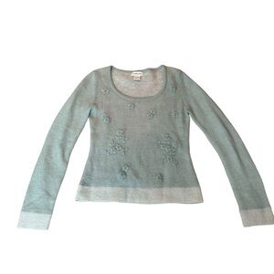 Vintage 80s Mohair Blend Soft Green Grandma Pullover Sweater Sz Small Feminine